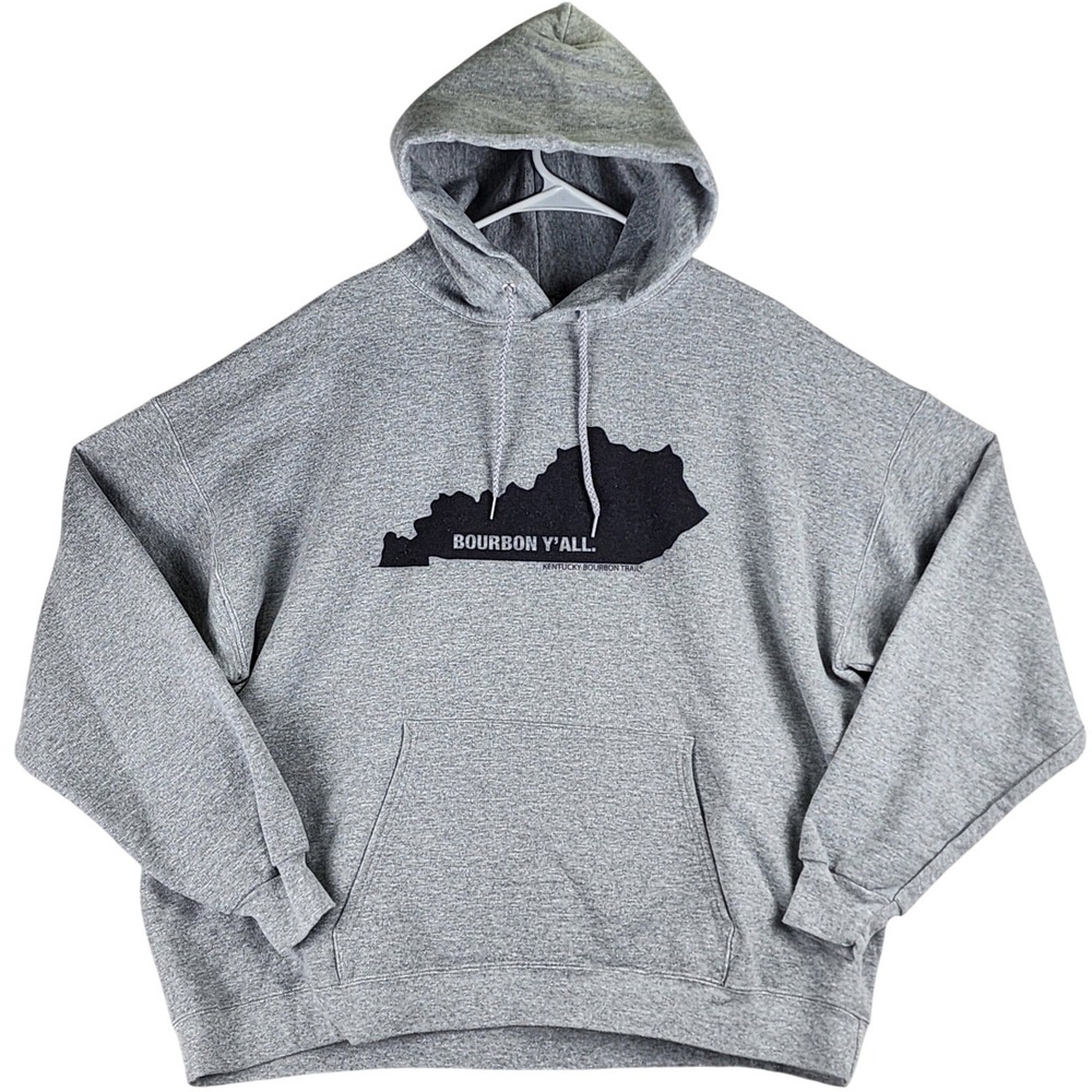Kentucky Bourbon Trail Hanes Hoodie Mens 2XL Gray Graphic Souvenir Fleece‎